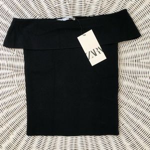 ZARA off the shoulder black shirt